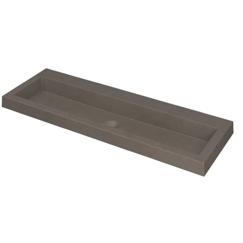 Must-Have Ink Dock Wastafel Quartz zonder kraangat - Quartz beton - 120x40 cm