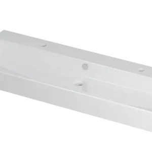 Ink Unlimited wastafel - porselein met 2 kraangaten - Glans wit 1200x450mm (bxd) Beperkt Aanbod