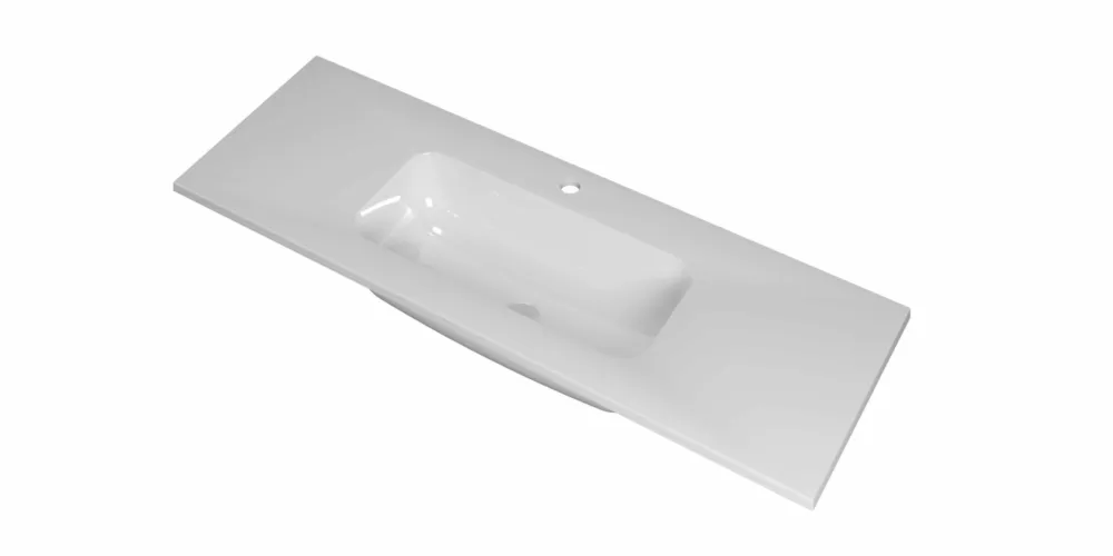 Meest Verkocht Ink Reflekt wastafel midden polystone 120x40cm - 1 kraangat - Glans Wit