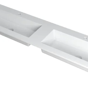 Ink Kraft dubbele meubelwastafel 180x45cm - 2 kraangaten - Polystone mat wit Favoriet