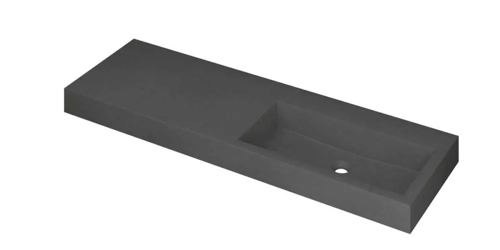 Ink Momento meubelwastafel rechts 140x45cm - zonder kraangat - Quartz grijs Speciale Aanbieding