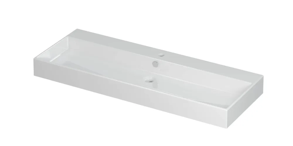 Ink Unlimited wastafel - porselein met 1 kraangat - Glans wit 1200x450mm (bxd) Lage Kosten