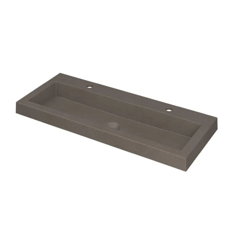 Ink Dock Wastafel Quartz met 2 kraangaten - Quartz beton - 100x40 cm Lage Prijs