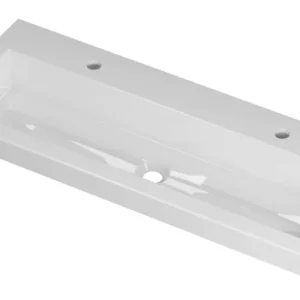 Betrouwbaar Ink Roots wastafel porselein met 2 kraangaten - glans wit - 100x40x6cm (bxdxh)