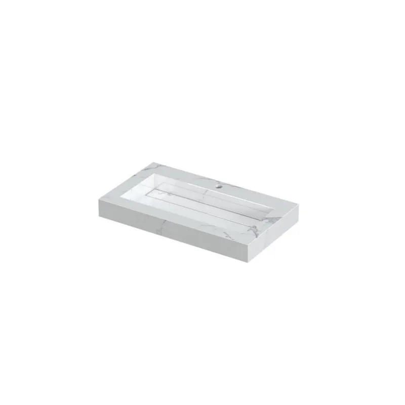 Ink Pitch meubelwastafel 80x45cm keramische slab - 1 kraangat - Statuario Veilige Betaling