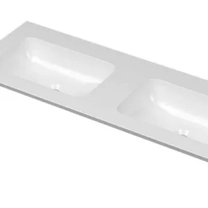 Hete Deal Ink Aspekt dubbele meubelwastafel 120x45cm - zonder kraangaten - Porselein glans wit