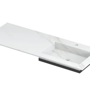 Ink Post Wastafel keramische slab envelop bak rechts met 1 kraangat - Calacatta mat - 1200x450x10 mm (bxdxh) Koopje