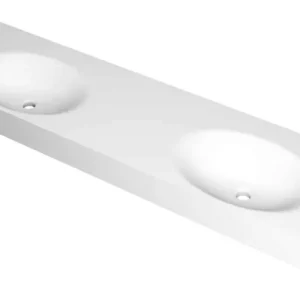 Ink Smooth Wastafel polystone dubbel zonder kraangaten mat wit 1800x450x90mm (bxdxh) Lage Kosten