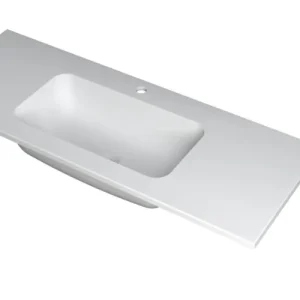 Ink Faktor Wastafel polystone midden met 1 kraangat - Mat wit - 1200x450x15 mm (bxdxh) Nu Kopen