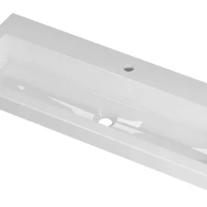 Ink Roots wastafel porselein met 1 kraangat - glans wit - 100x40x6cm (bxdxh) Op = Op