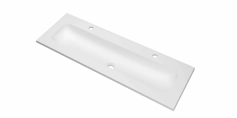 Populair Ink Reflekt wastafel centraal polystone 120x40cm - 2 kraangaten - Mat Wit
