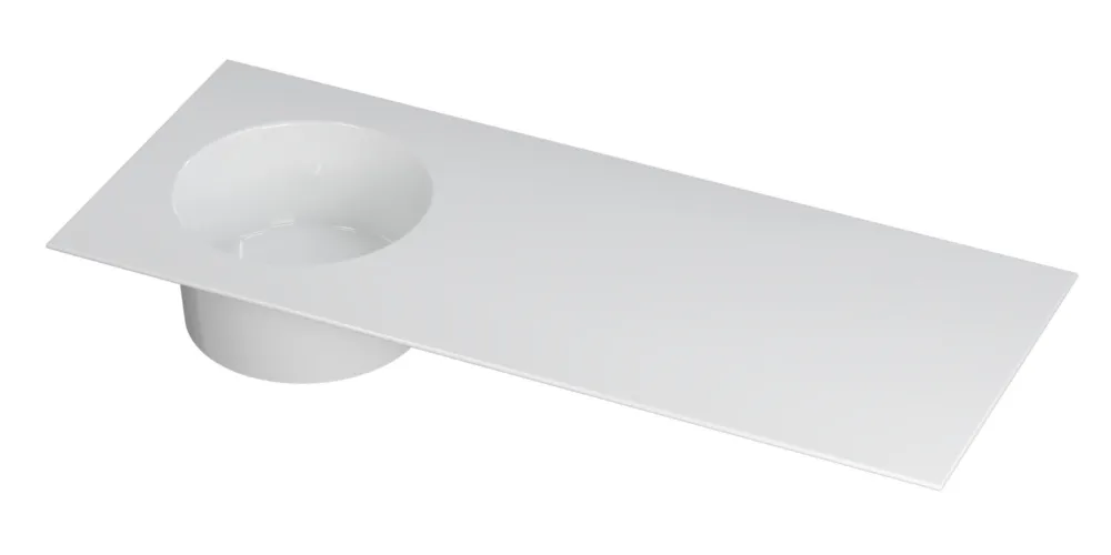 Beperkte Voorraad Ink UFO Wastafel porselein rond links zonder kraangat - Glans wit - 1200x480x180 mm (bxdxh)