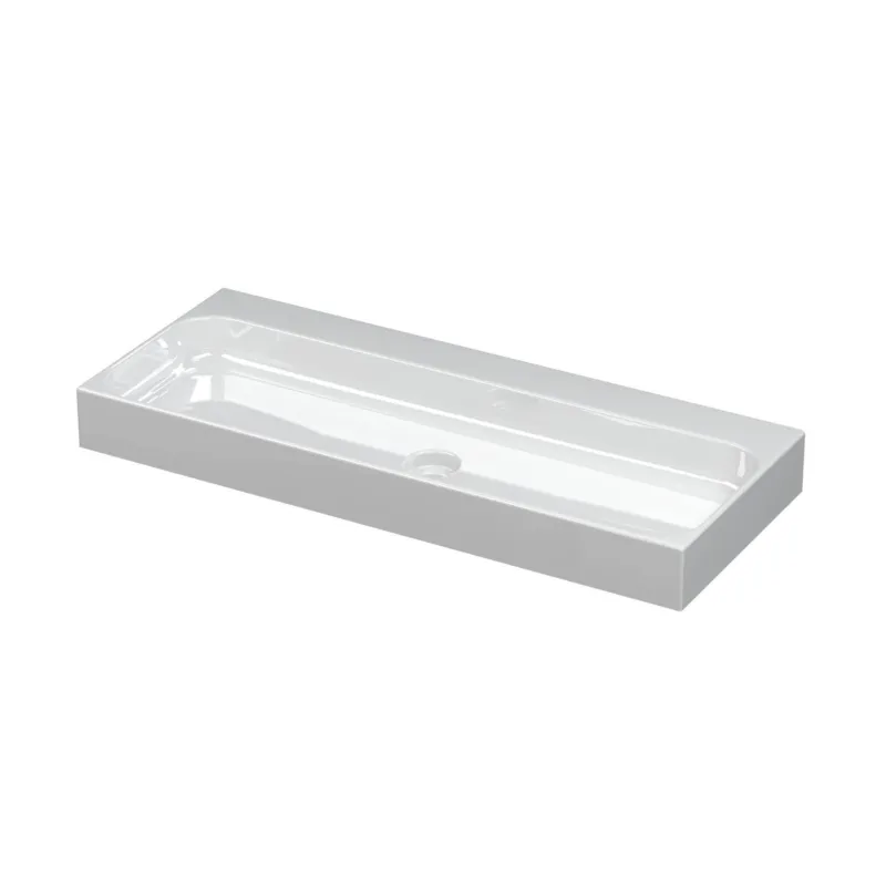 Ink Unit wastafel porselein zonder kraangaten incl. porseleinen click plug - Glans wit 1000x400mm (bxd) Speciale Aanbieding