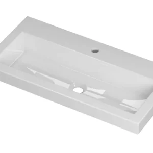 Ink Roots wastafel porselein met 1 kraangat - glans wit - 80x40x6cm (bxdxh) Superprijs