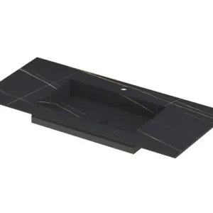Ink Post Wastafel keramische slab envelop bak midden met 1 kraangat - Lauren black mat - 1000x450x10 mm (bxdxh) Gereduceerde Prijs