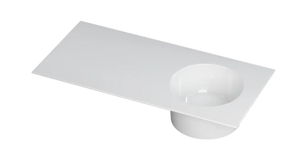 Ink UFO Wastafel porselein rond rechts zonder kraangat - Glans wit - 1000x480x180 mm (bxdxh) Bestel Nu