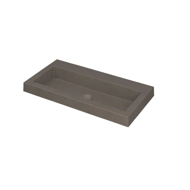 Fabrieksprijs Ink Dock Wastafel Quartz zonder kraangat - Quartz beton - 80x40 cm