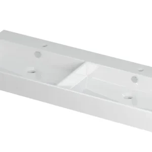Ink Unlimited wastafel - porselein dubbel met 2 kraangaten - Glans wit 1200x450mm (bxd) Koopje