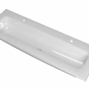 Bestseller Ink Reflekt wastafel centraal polystone 120x40cm - 2 kraangaten - Glans Wit