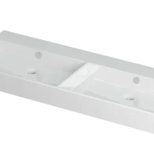 Ink Unlimited wastafel - porselein dubbel zonder kraangat - Glans wit 1200x450mm (bxd) Favoriet