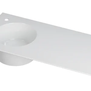 Ink UFO Wastafel porselein rond links met 1 kraangat links - Glans wit - 1000x480x180 mm (bxdxh) Korting