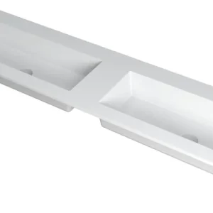 Ink Kraft dubbele meubelwastafel 180x45cm - zonder kraangaten - Polystone mat wit Nu Kopen