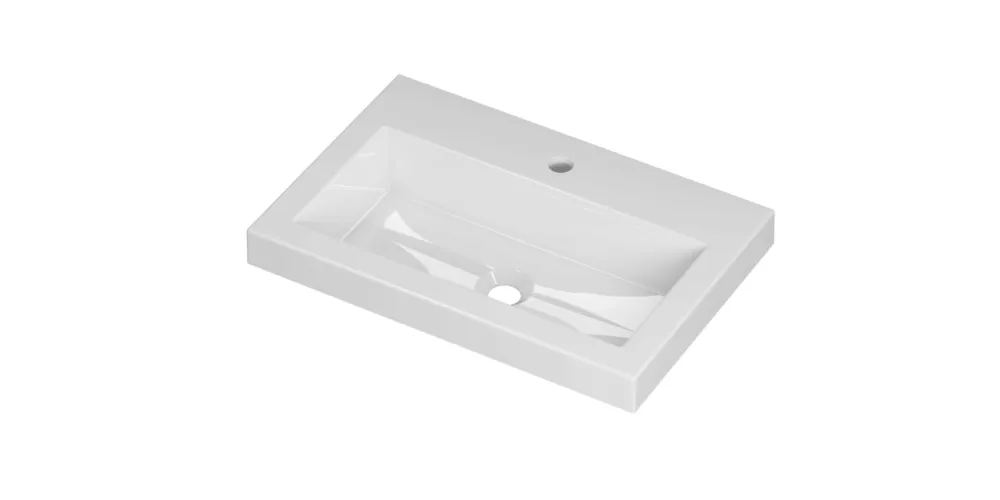 Hoge Kwaliteit Ink Roots wastafel porselein met 1 kraangat - glans wit - 60x40x6cm (bxdxh)