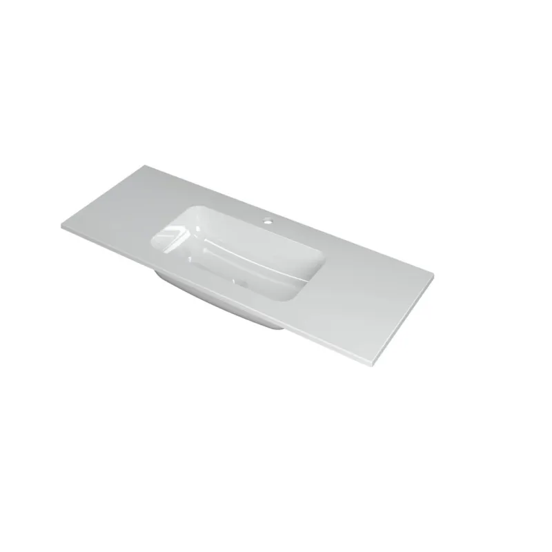 Ink Faktor Wastafel polystone midden met 1 kraangat - Glans wit - 1200x450x15 mm (bxdxh) Shop Nu