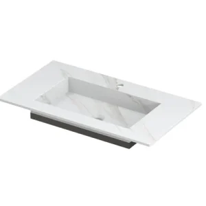 Ink Post Wastafel keramische slab envelop bak met 1 kraangat - Calacatta mat - 800x450x10 mm (bxdxh) Koop Vandaag