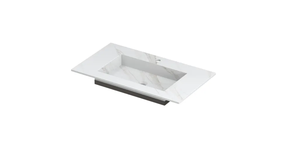 Ink Post Wastafel keramische slab envelop bak met 1 kraangat - Calacatta mat - 800x450x10 mm (bxdxh) Koop Vandaag