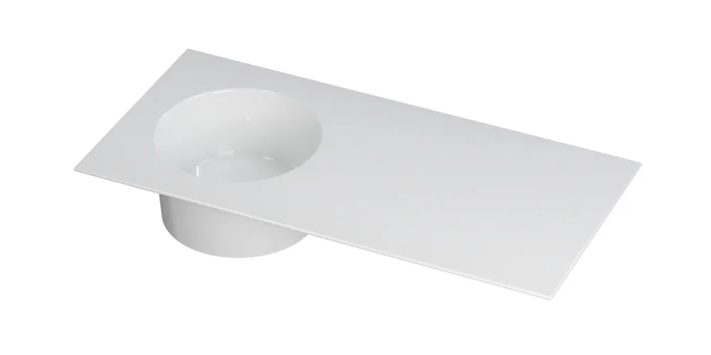 Shop Nu Ink UFO Wastafel porselein rond links zonder kraangat - Glans wit - 1000x480x180 mm (bxdxh)
