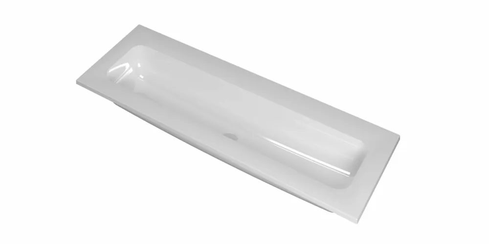Ink Reflekt wastafel centraal polystone 120x40cm - zonder kraangat - Glans Wit Hoge Kwaliteit