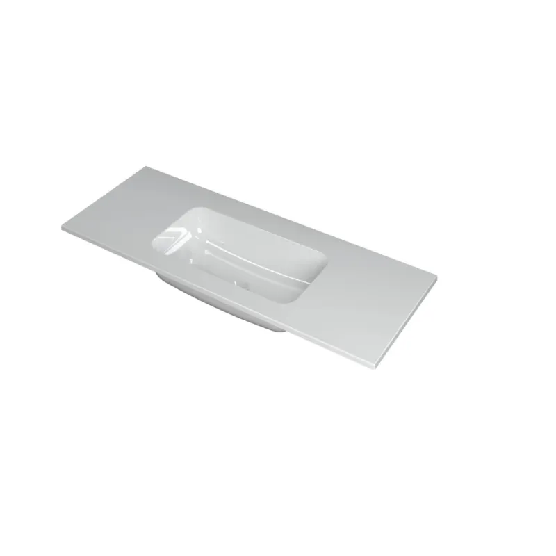 Ink Faktor Wastafel polystone midden zonder kraangat - Glans wit - 1200x450x15 mm (bxdxh) Korting