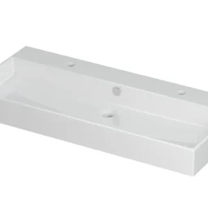 Ink Unlimited wastafel - porselein met 2 kraangaten - Glans wit 1000x450mm (bxd) Lage Prijs