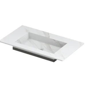 Ink Post Wastafel keramische slab envelop bak zonder kraangat - Calacatta mat - 800x450x10 mm (bxdxh) Actieprijs