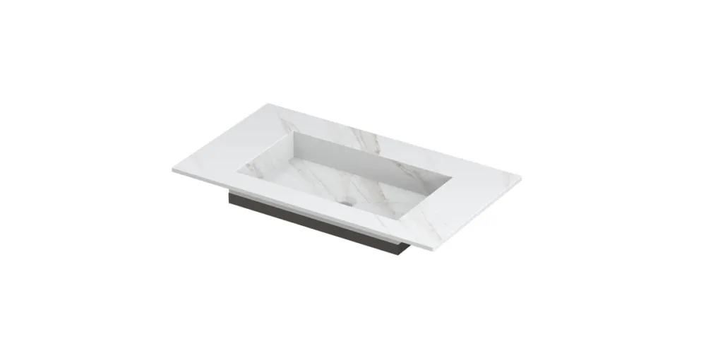 Ink Post Wastafel keramische slab envelop bak zonder kraangat - Calacatta mat - 800x450x10 mm (bxdxh) Actieprijs