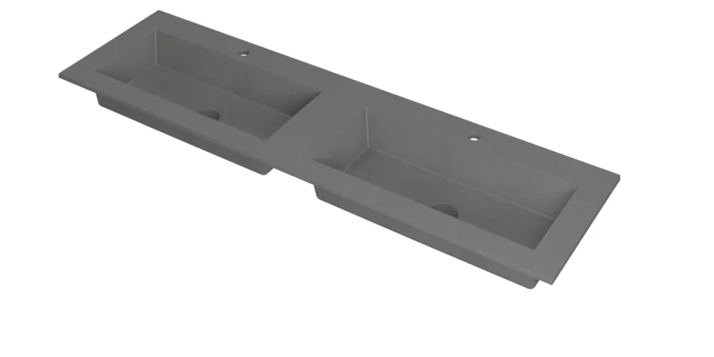 Ink Kraft dubbele meubelwastafel 160x45cm - 2 kraangaten - Quartz grijs Nu Kopen