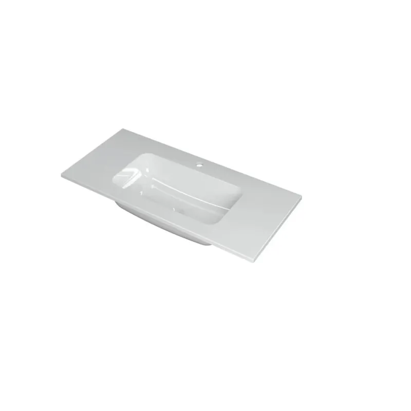 Ink Faktor Wastafel polystone midden met 1 kraangat - Glans wit - 1000x450x15 mm (bxdxh) Hoge Kwaliteit