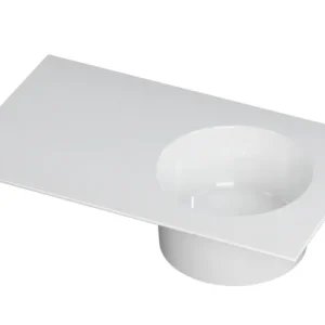 Ink UFO Wastafel porselein rond rechts zonder kraangat - Glans wit - 800x480x180 mm (bxdxh) Beperkte Voorraad