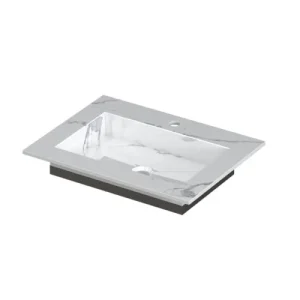 Rechtstreeks Van De Fabrikant Ink Post Wastafel keramische slab envelop bak met 1 kraangat - Statuario glans - 600x450x10 mm (bxdxh)