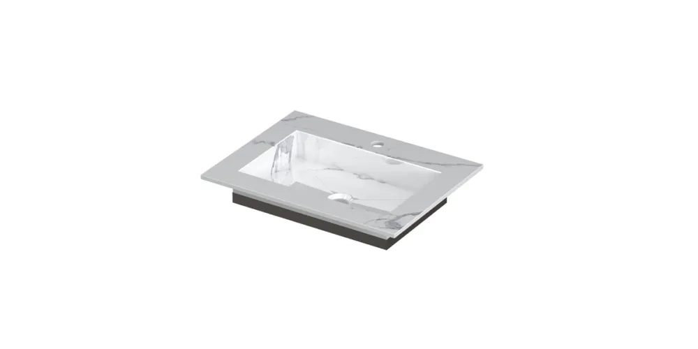 Rechtstreeks Van De Fabrikant Ink Post Wastafel keramische slab envelop bak met 1 kraangat - Statuario glans - 600x450x10 mm (bxdxh)