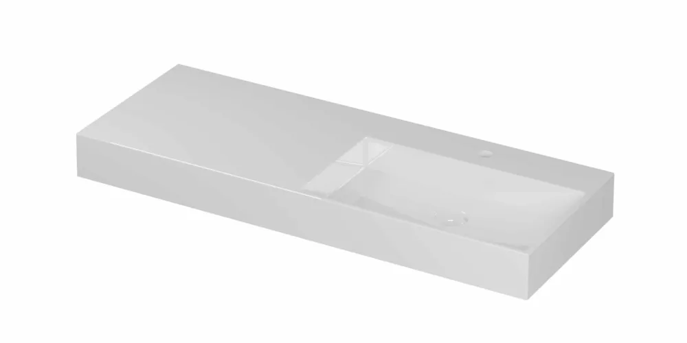 Ink United wastafel rechts porselein 120x45cm - 1 kraangat - Glans wit Nieuw