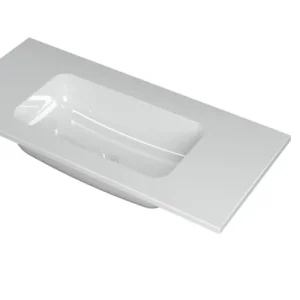 Ink Faktor Wastafel polystone midden zonder kraangat - Glans wit - 1000x450x15 mm (bxdxh) Betaalbaar