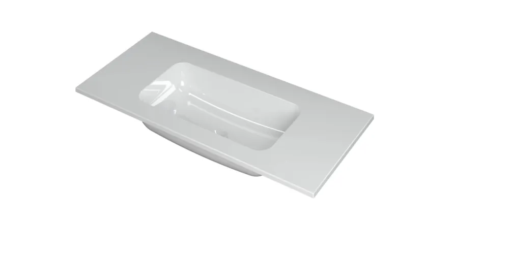 Ink Faktor Wastafel polystone midden zonder kraangat - Glans wit - 1000x450x15 mm (bxdxh) Betaalbaar