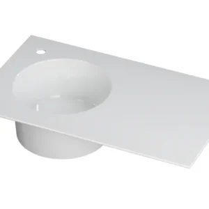 Ink UFO Wastafel porselein rond links met 1 kraangat links - Glans wit - 800x480x180 mm (bxdxh) Hoge Kwaliteit