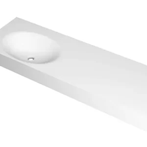 Nu Kopen Ink Smooth Wastafel polystone links zonder kraangat mat wit 1400x450x90mm (bxdxh)