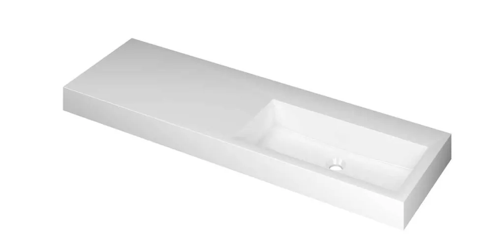 Actieprijs Ink Momento meubelwastafel rechts 140x45cm - zonder kraangat - Polystone glans wit