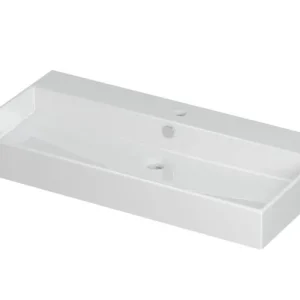 Hete Deal Ink Unlimited wastafel - porselein met 1 kraangat - Glans wit 900x450mm (bxd)