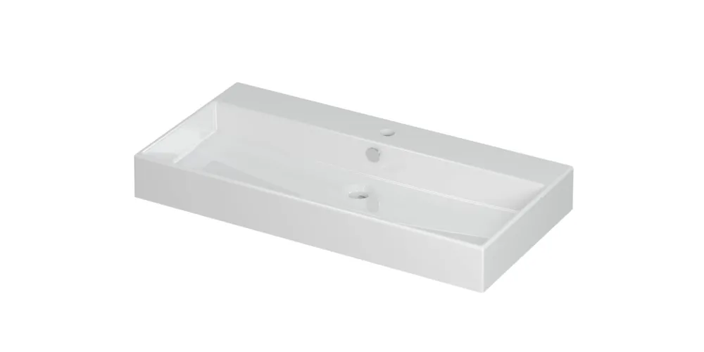 Hete Deal Ink Unlimited wastafel - porselein met 1 kraangat - Glans wit 900x450mm (bxd)