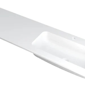 Ink Faktor Wastafel polystone rechts met 1 kraangat - Mat wit - 1600x450x15 mm (bxdxh) Premium